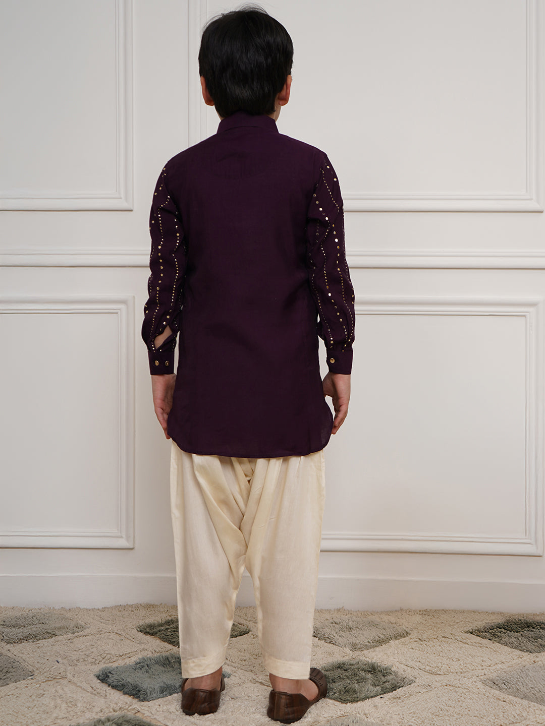 VASTRAMAY Boys' Purple Kurta and Patiala Set - qivii