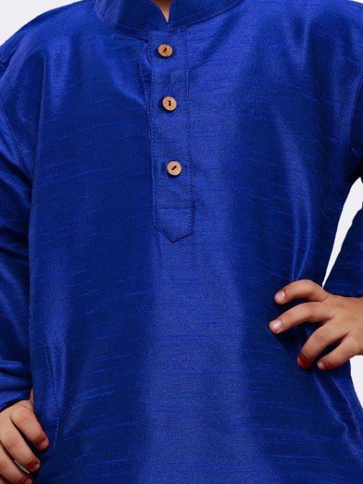 VASTRAMAY Boys' Blue Silk Blend Kurta and Pyjama Set - qivii