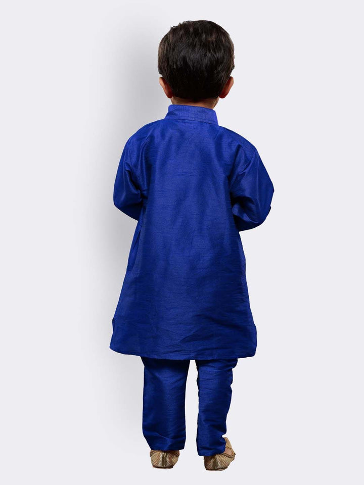 VASTRAMAY Boys' Blue Silk Blend Kurta and Pyjama Set - qivii