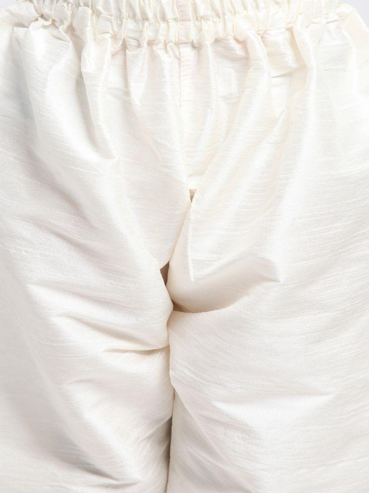 VASTRAMAY Boys' Cream Cotton Silk Blend Kurta and Pyjama Set - qivii