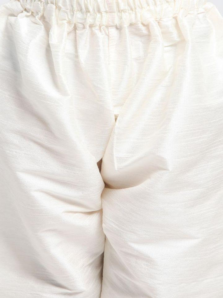 VASTRAMAY Boys' Cream Cotton Silk Blend Kurta and Pyjama Set - qivii