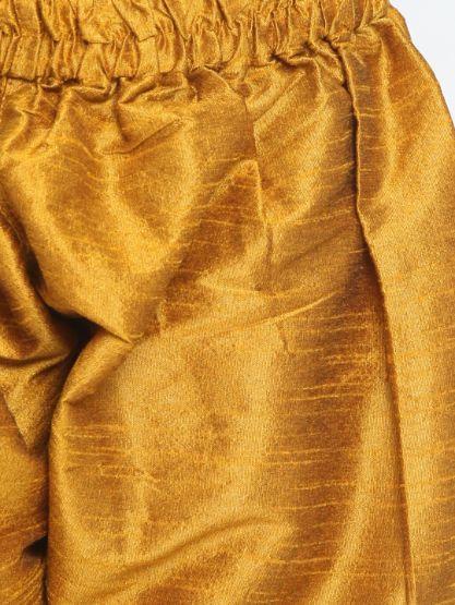 VASTRAMAY Boys' Yellow Cotton Silk Blend Kurta and Pyjama Set - qivii