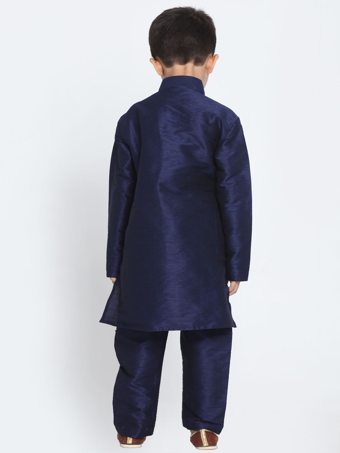 VASTRAMAY Boys' Deep Blue Cotton Silk Blend Kurta and Pyjama Set - qivii