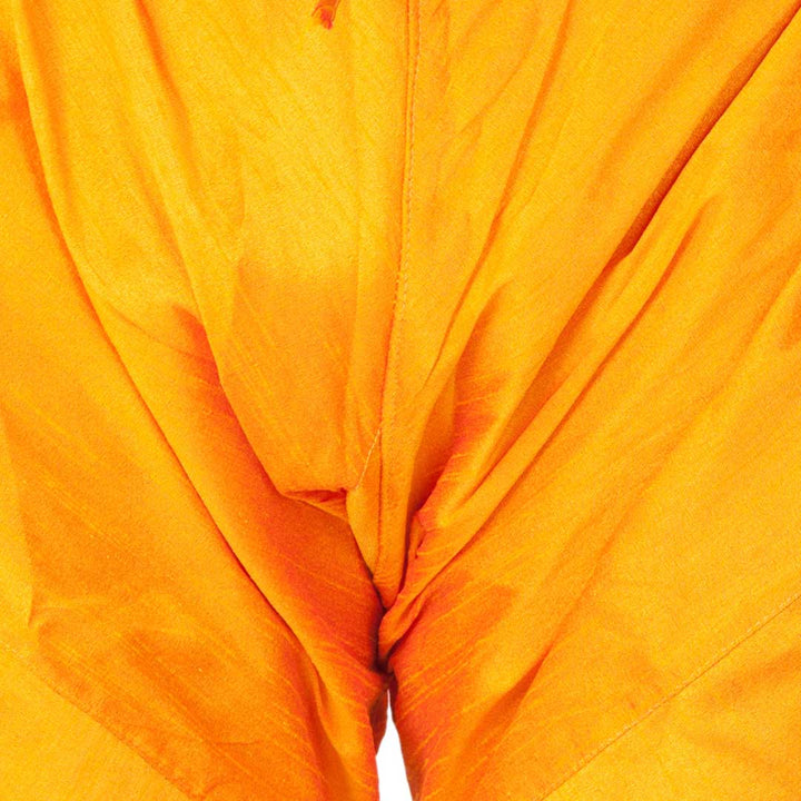 VASTRAMAY Boys' Orange Cotton Silk Blend Kurta and Pyjama Set - qivii