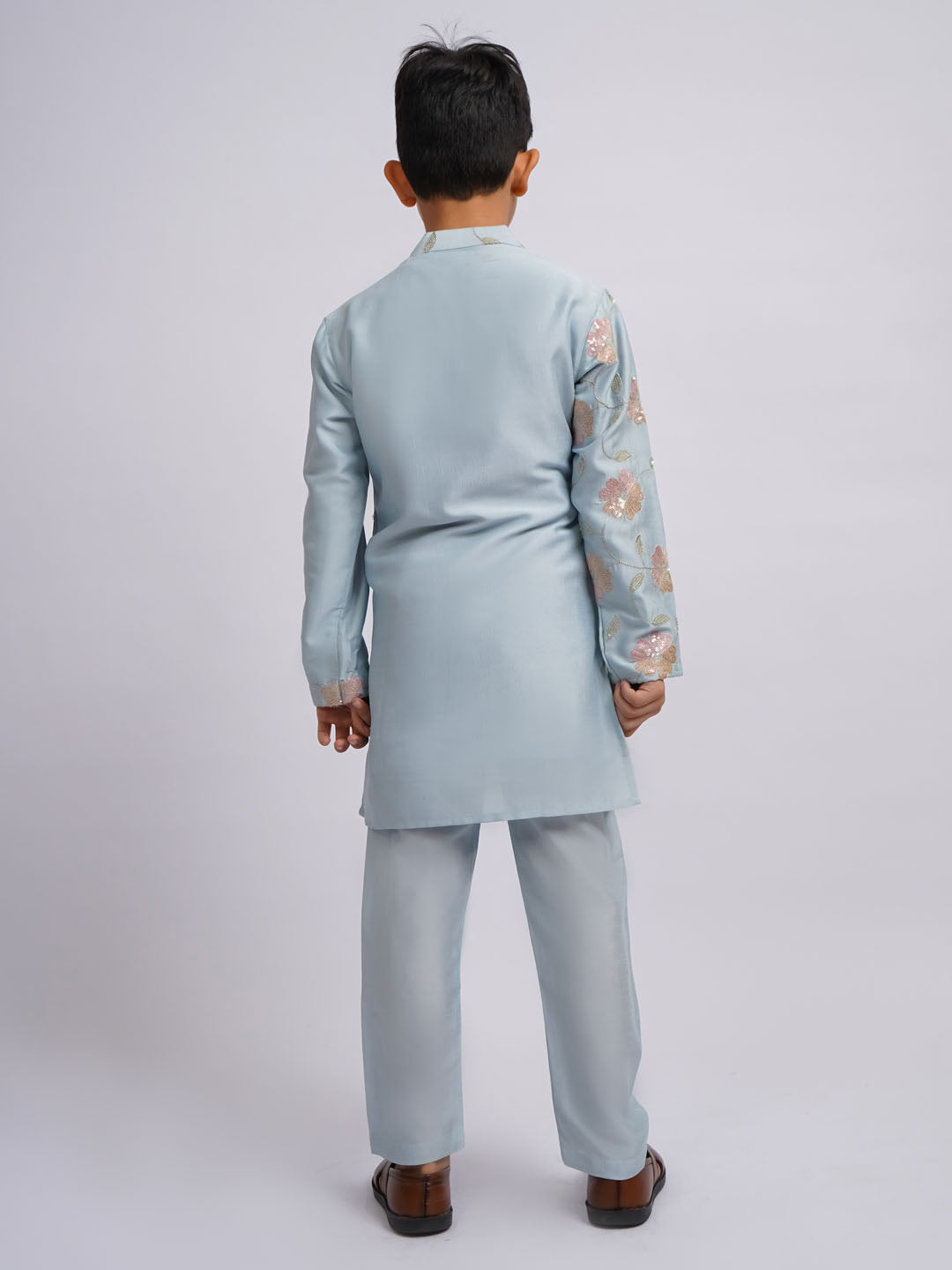 VASTRAMAY Boys' Aqua Kurta And Pyjama Set - qivii