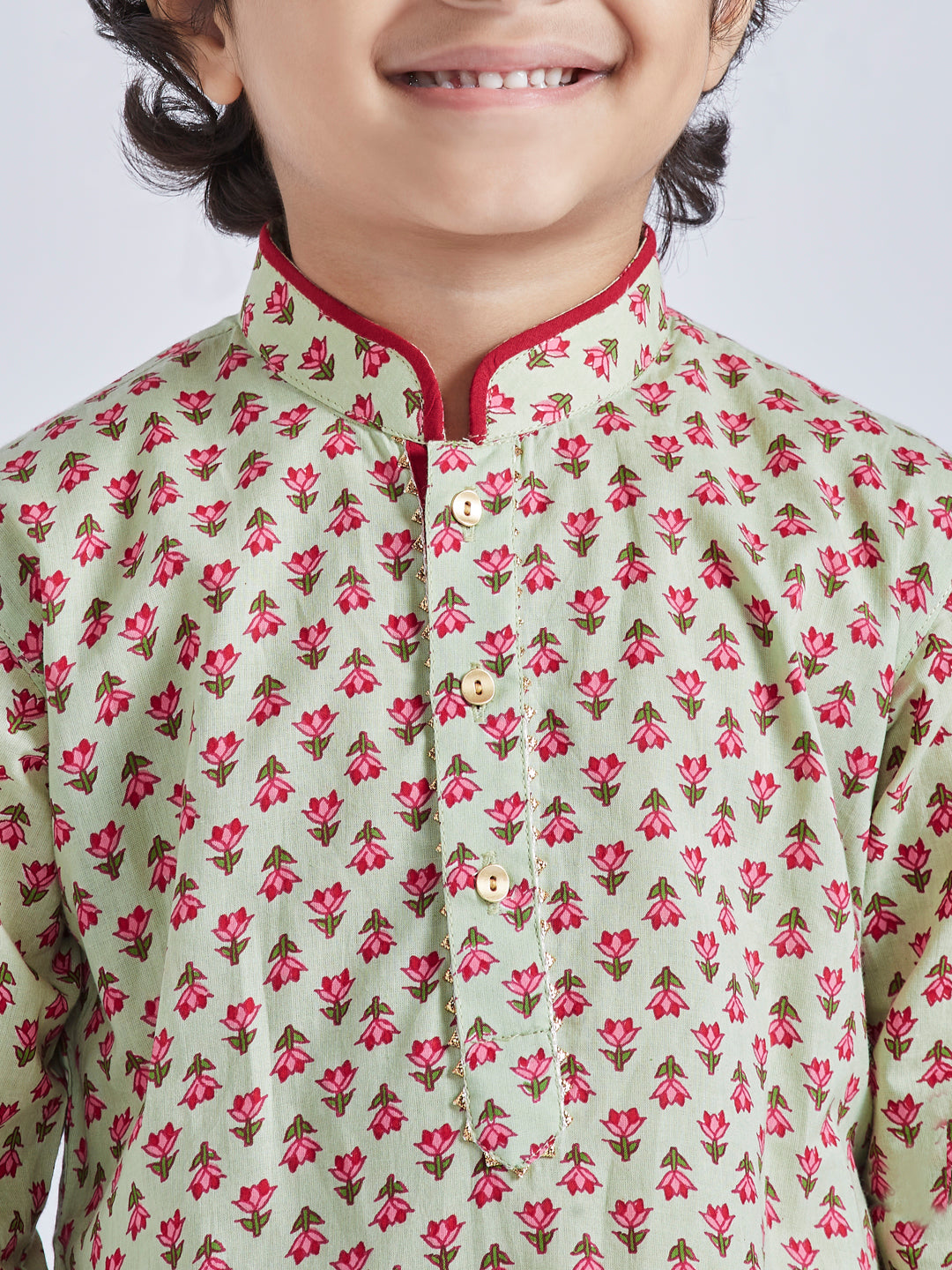VASTRAMAY Boys' Mint Green Kurta Pyjama Set - qivii