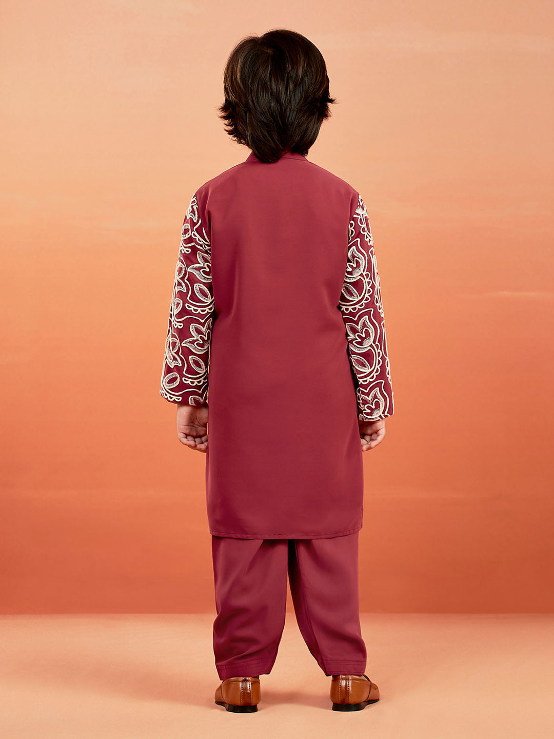 VASTRAMAY Boys' Maroon Kurta And Pyjama Set - qivii