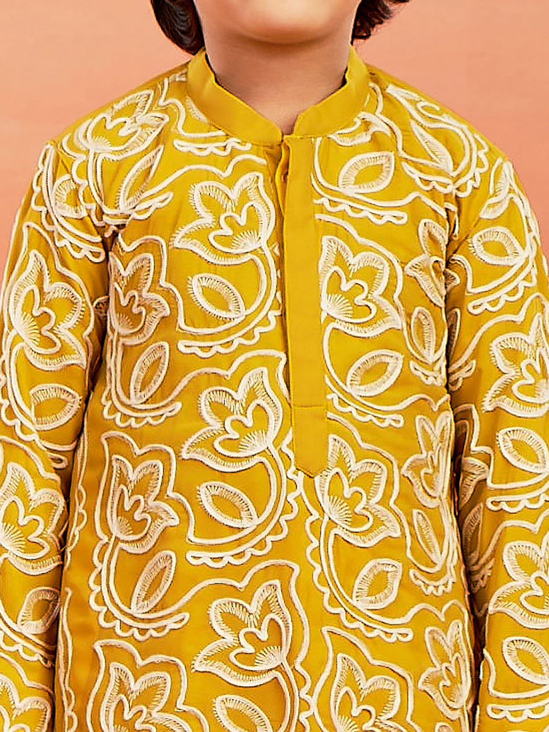 VASTRAMAY Boys' Mustard Kurta And Pyjama Set - qivii