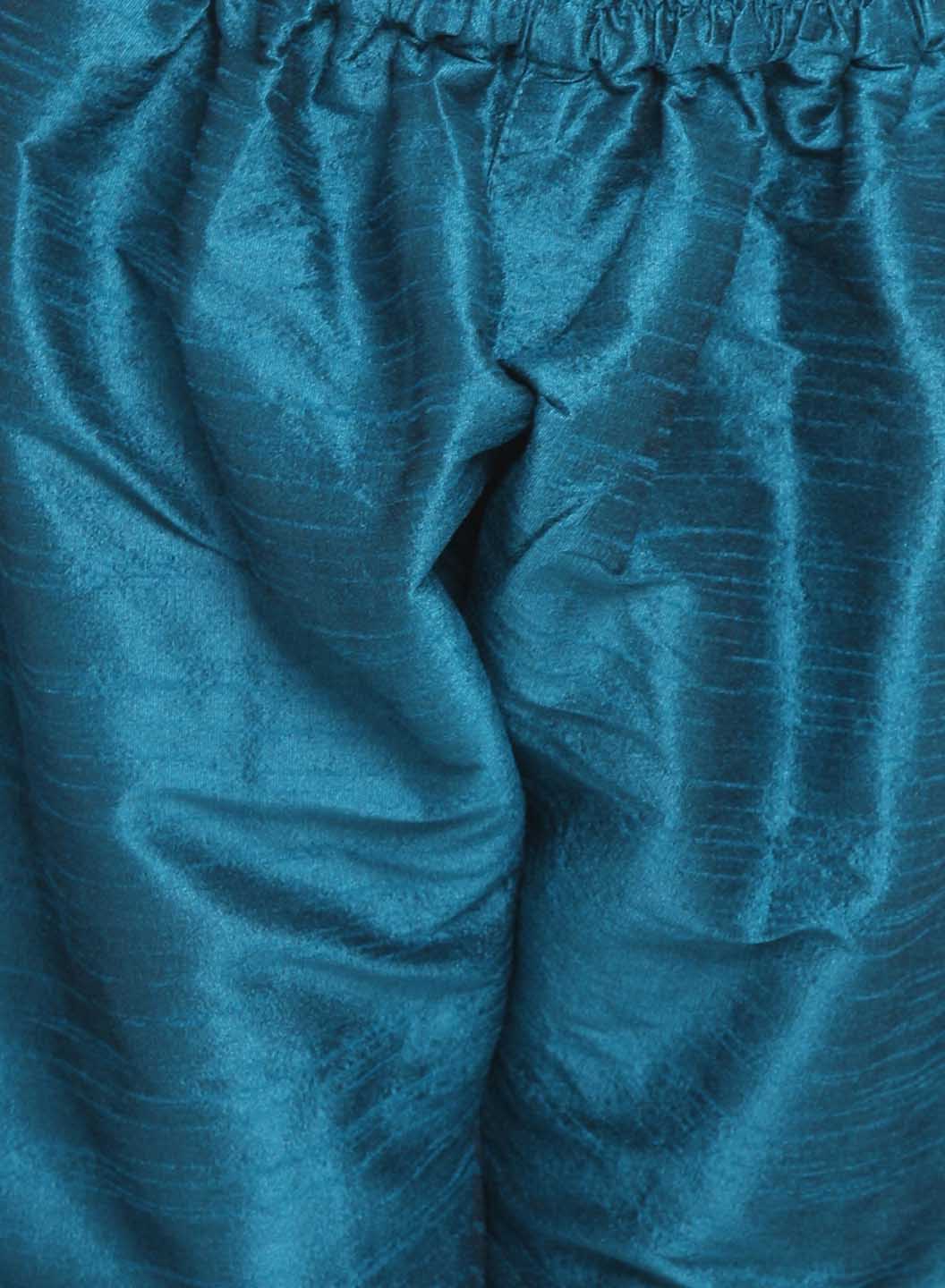 VASTRAMAY Boys' Blue Cotton Silk Blend Kurta and Pyjama Set - qivii