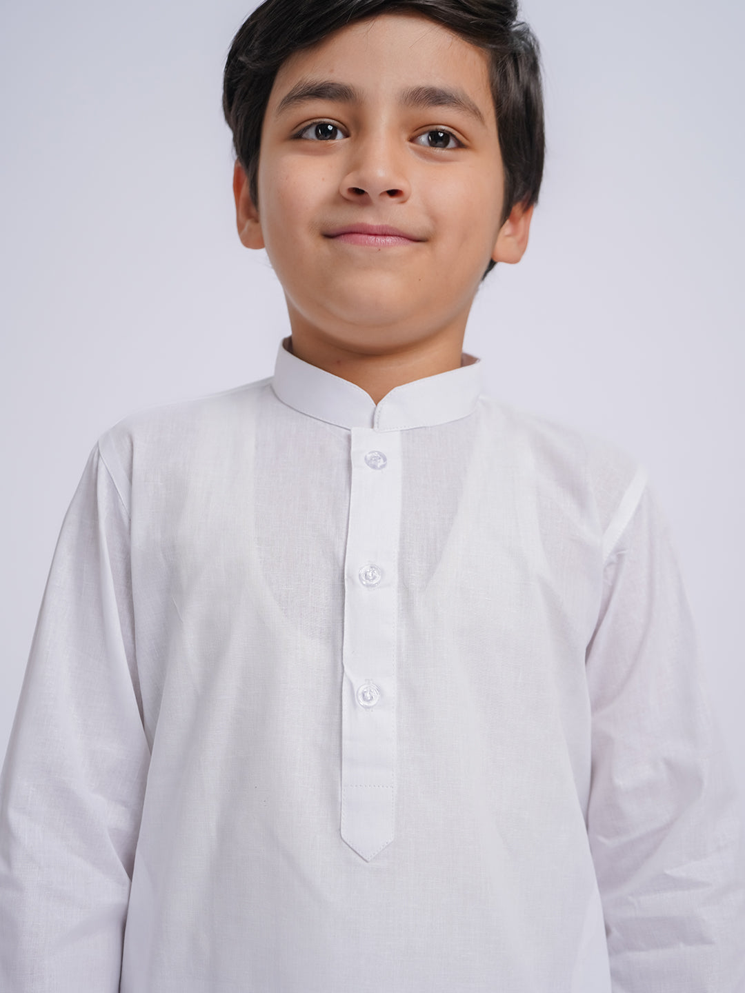 JBN Creation Boys' White Pure Cotton Kurta, Pyjama & Dupatta Set - qivii