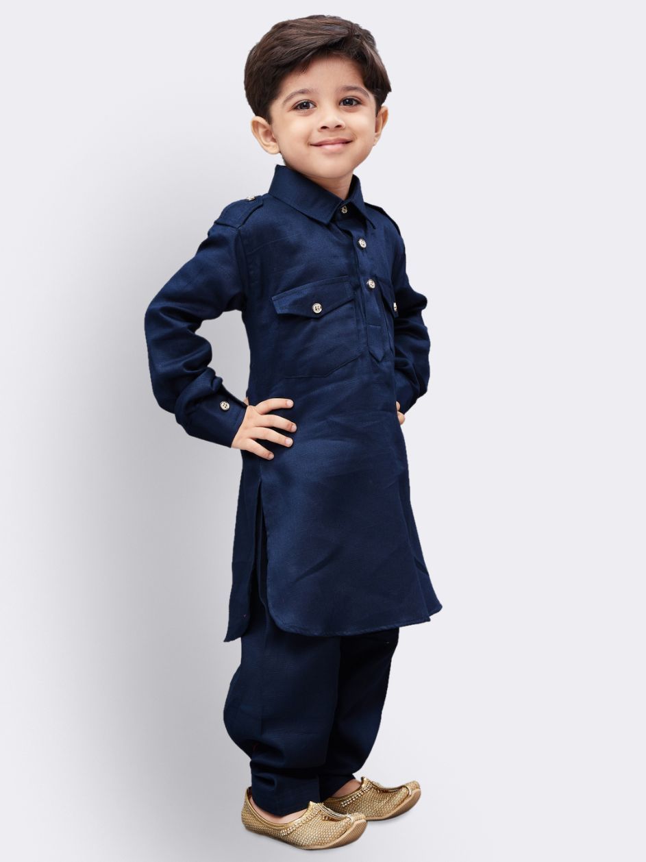 VASTRAMAY Boys' Blue Cotton Pathani - qivii