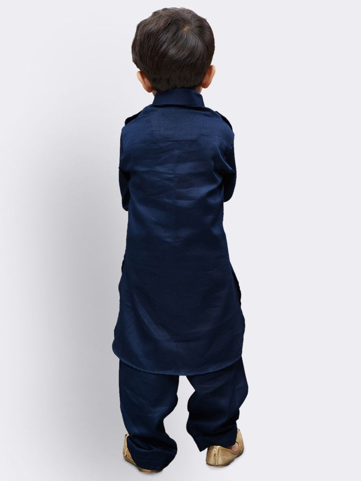 VASTRAMAY Boys' Blue Cotton Pathani - qivii
