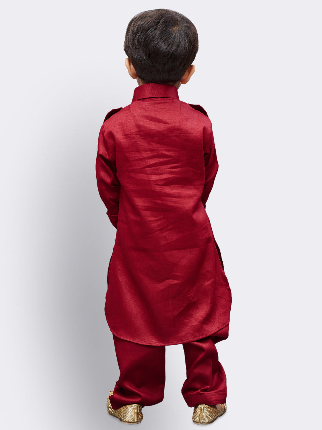 VASTRAMAY Boys' Maroon Cotton Pathani - qivii