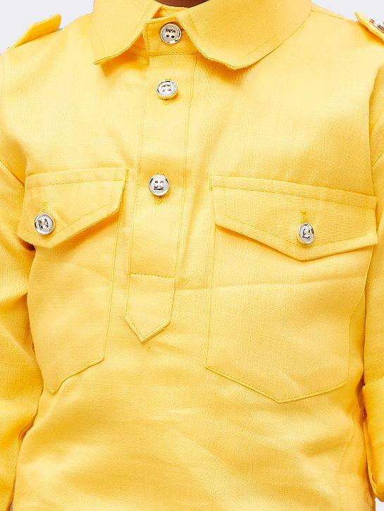 VASTRAMAY Boys' Yellow Cotton Pathani - qivii