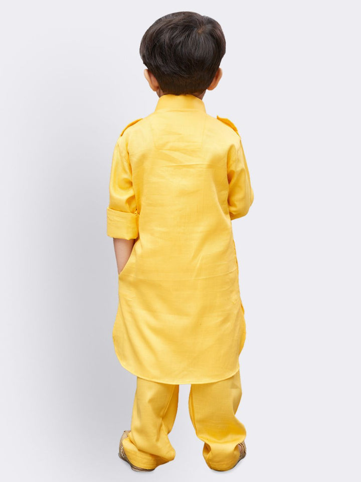 VASTRAMAY Boys' Yellow Cotton Pathani - qivii