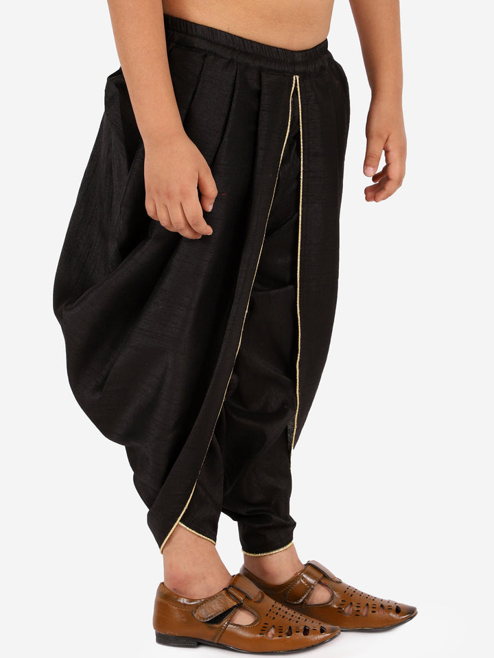 VASTRAMAY Boys' Black Silk Blend Solid Dhoti Pant - qivii