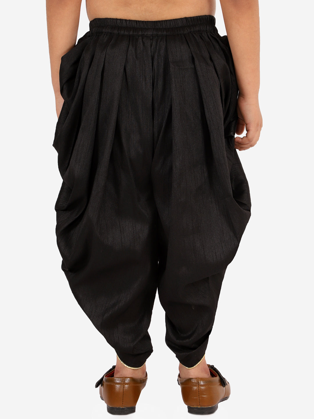 VASTRAMAY Boys' Black Silk Blend Solid Dhoti Pant - qivii