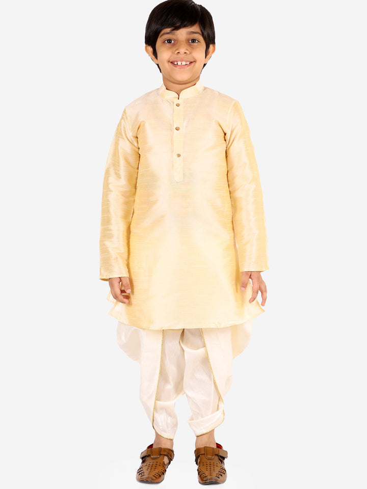 VASTRAMAY Boys' Cream Silk Blend Solid Dhoti Pant - qivii