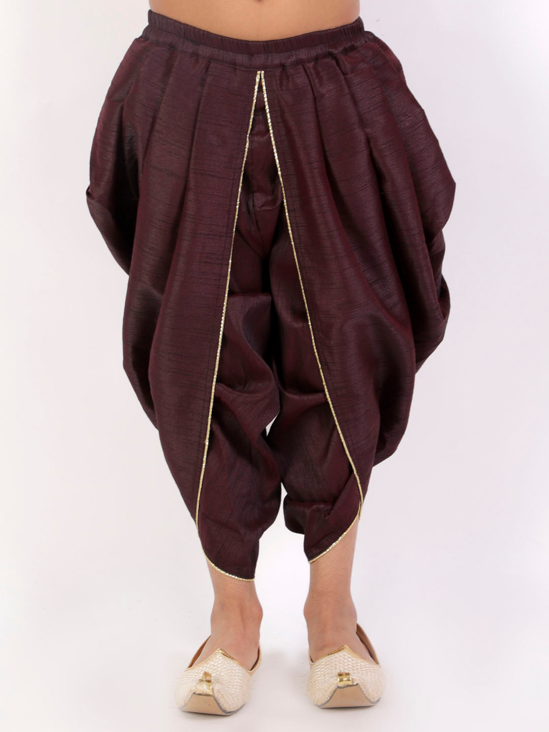 VASTRAMAY Boys' Burgundy Silk Blend Dhoti - qivii