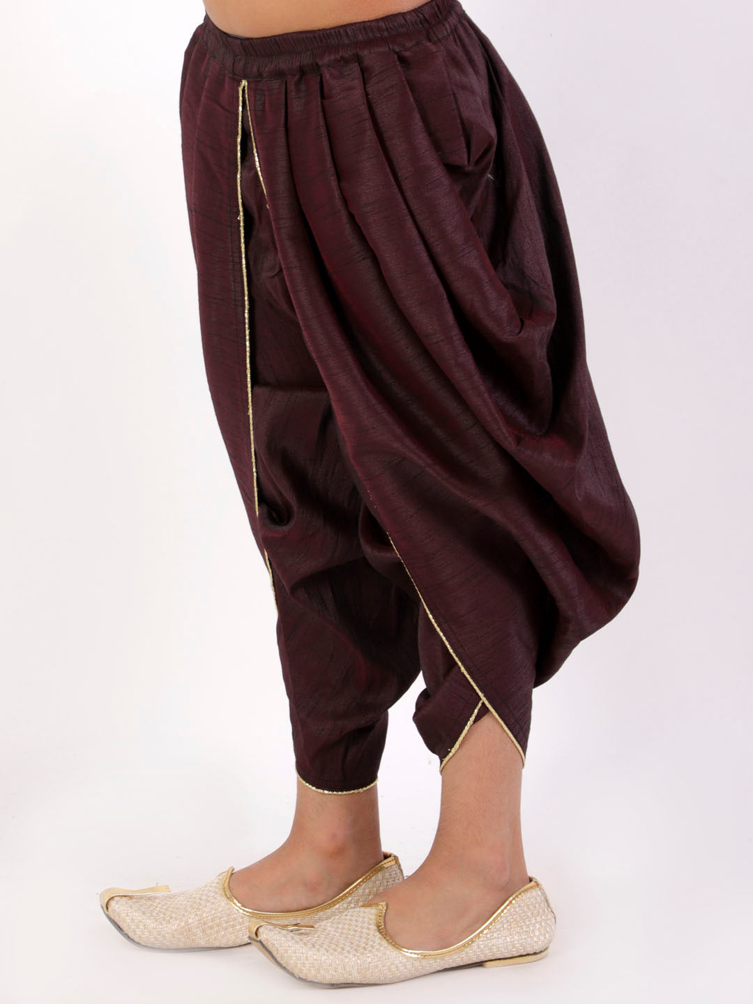 VASTRAMAY Boys' Burgundy Silk Blend Dhoti - qivii