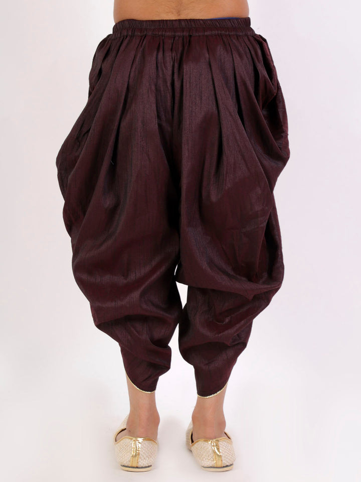 VASTRAMAY Boys' Burgundy Silk Blend Dhoti - qivii