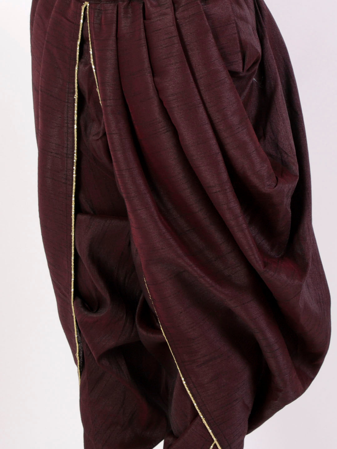 VASTRAMAY Boys' Burgundy Silk Blend Dhoti - qivii