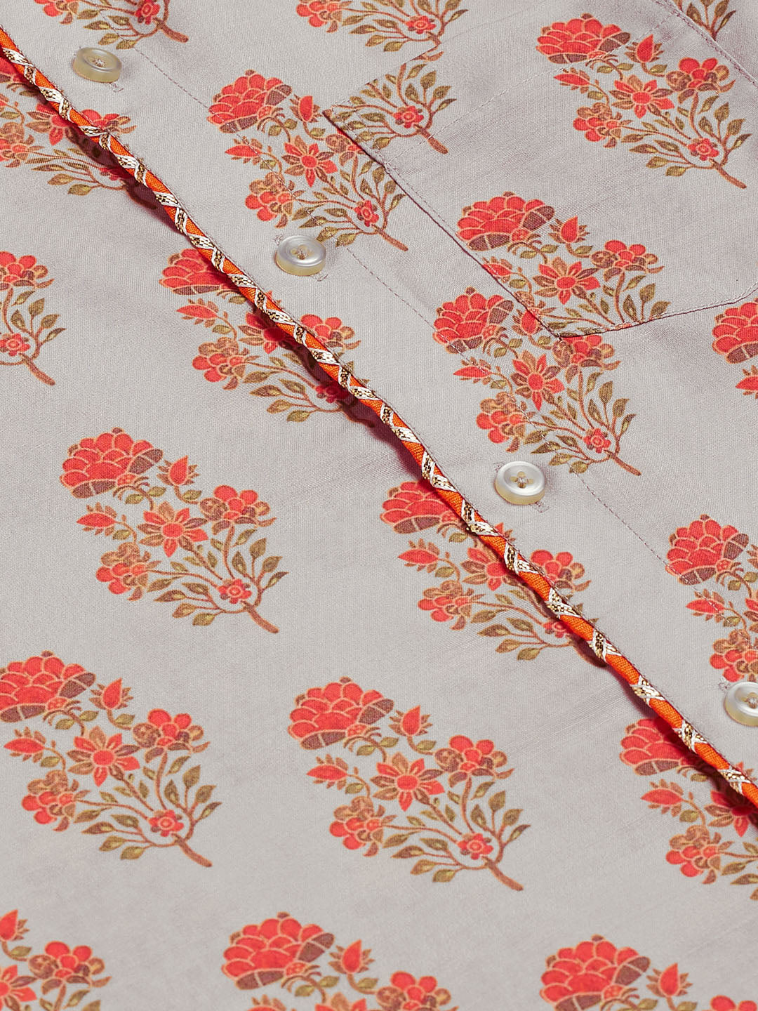 VASTRAMAY Boys' Multicolor-Base-Beige Ethnic Shirt - qivii