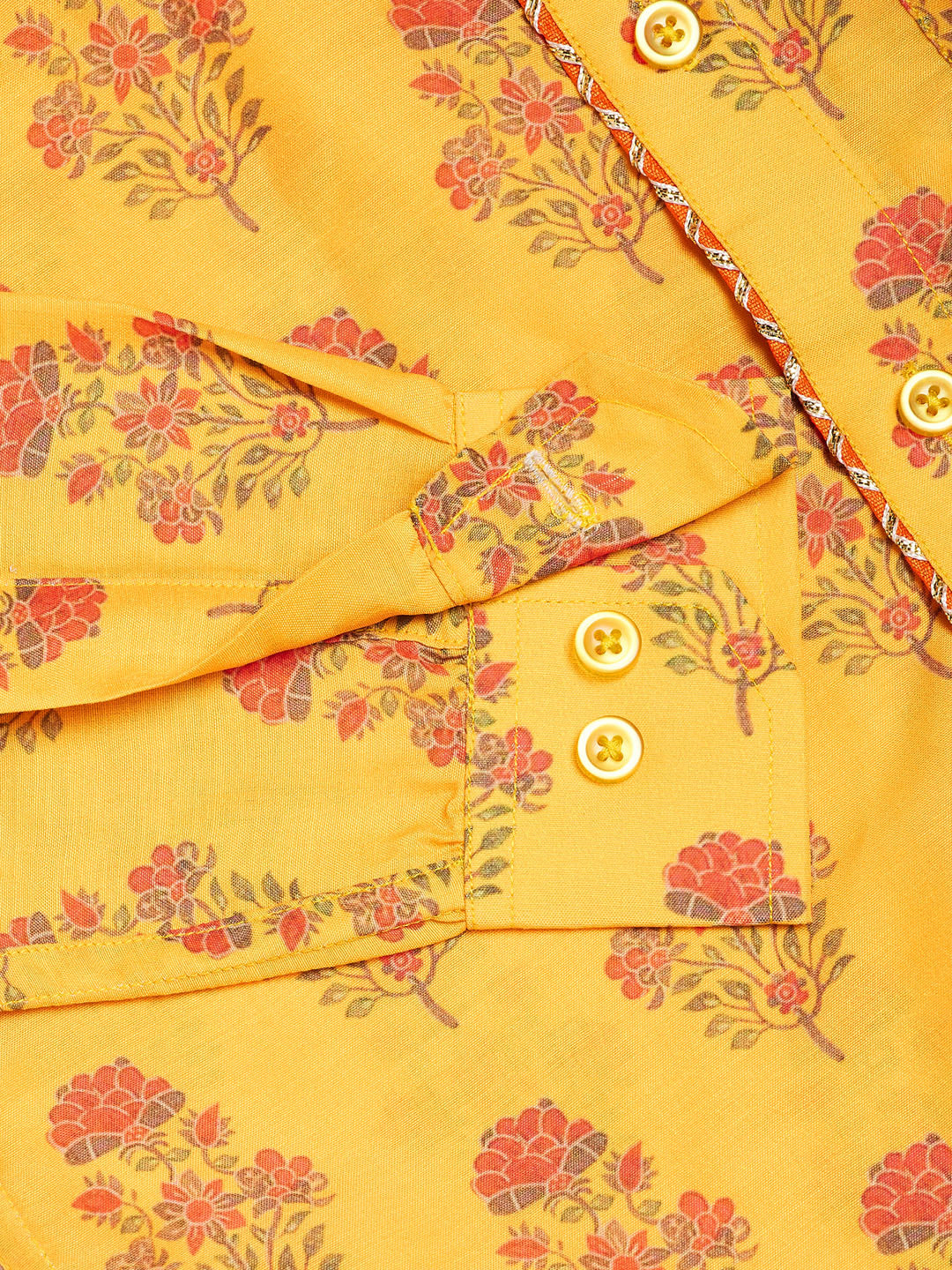 VASTRAMAY Boys' Multicolor-Base-Orange Ethnic Shirt - qivii