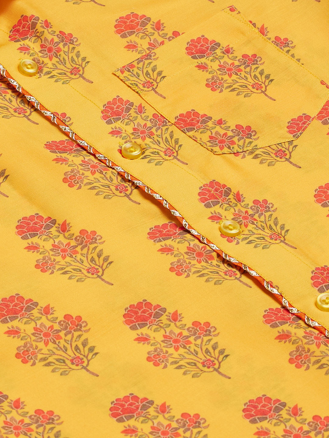 VASTRAMAY Boys' Multicolor-Base-Orange Ethnic Shirt - qivii