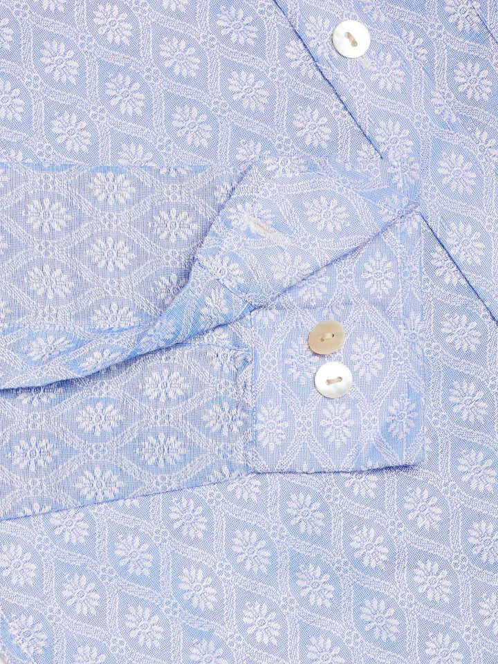 VASTRAMAY Boys' Lavender Jacquard Ethnic Shirt - qivii