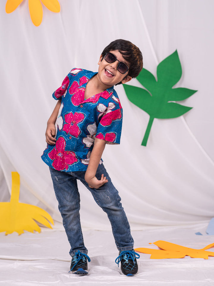 VASTRAMAY Boys' Blue Ethnic Shirt - qivii