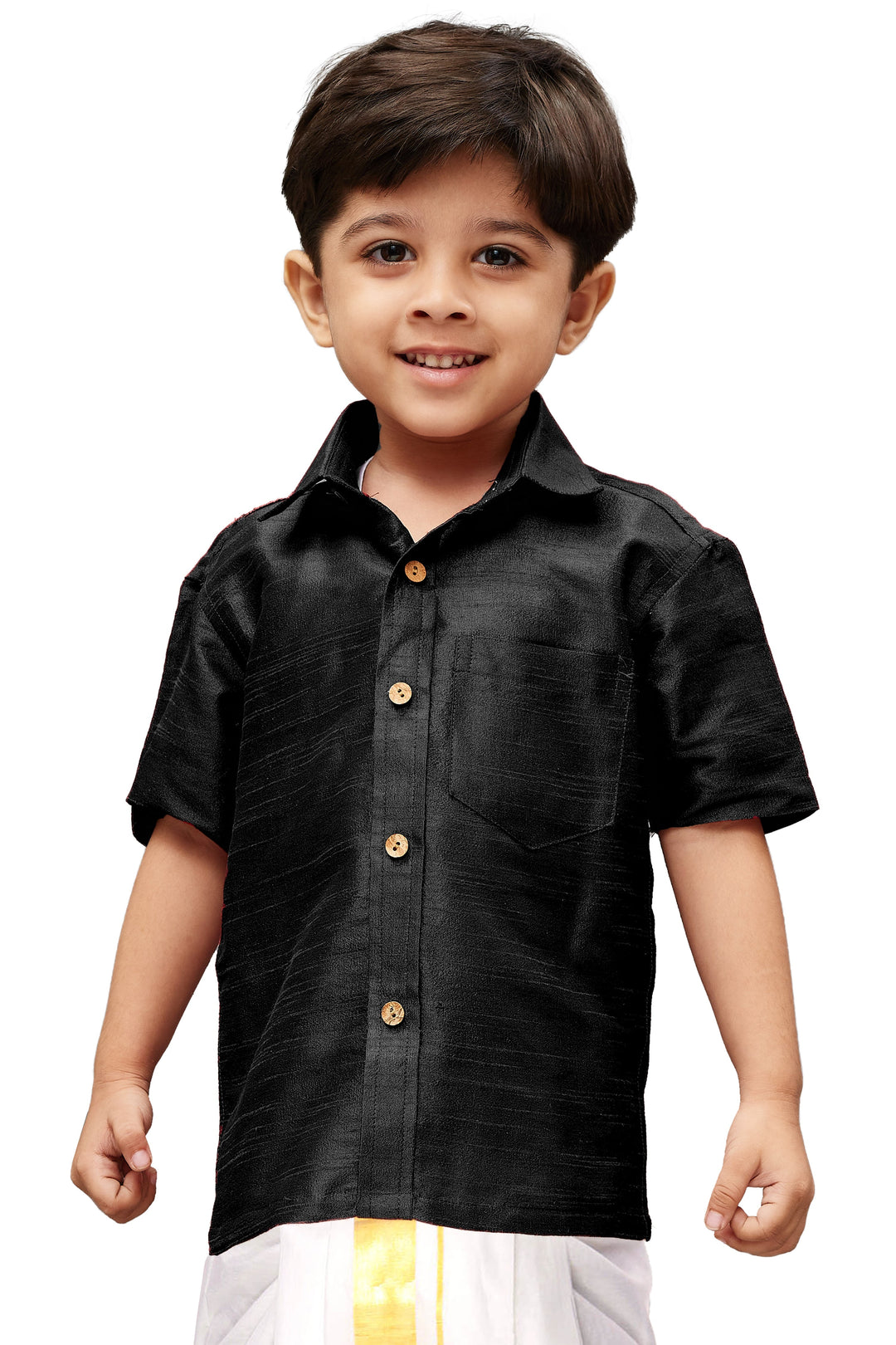 Vastramay Boys Black Opaque Ethnic Shirt - qivii