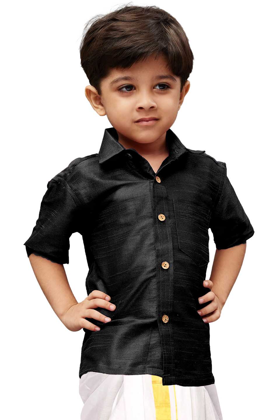 Vastramay Boys Black Opaque Ethnic Shirt - qivii