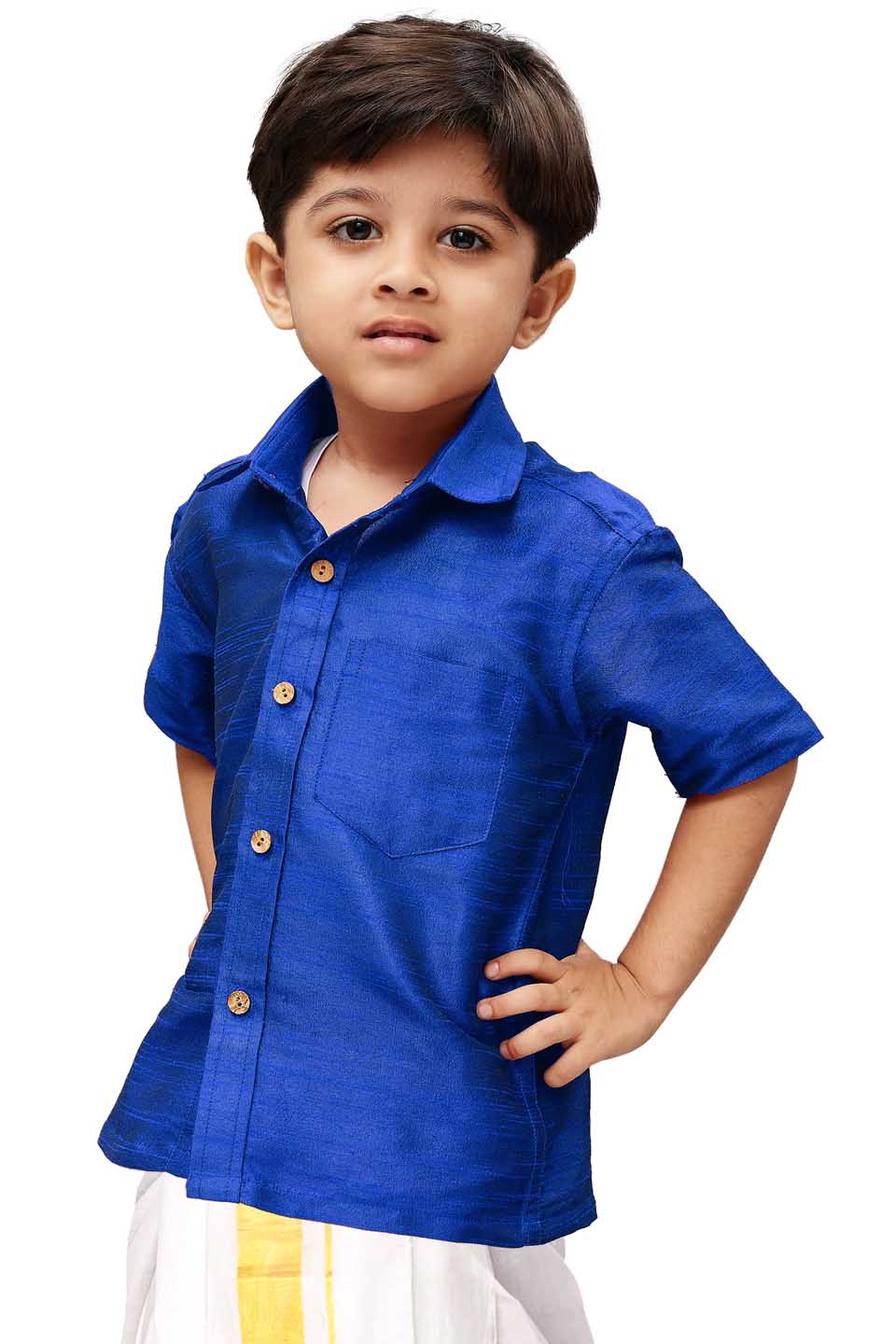 VASTRAMAY Boys  Royal Blue Opaque Ethnic Shirt - qivii