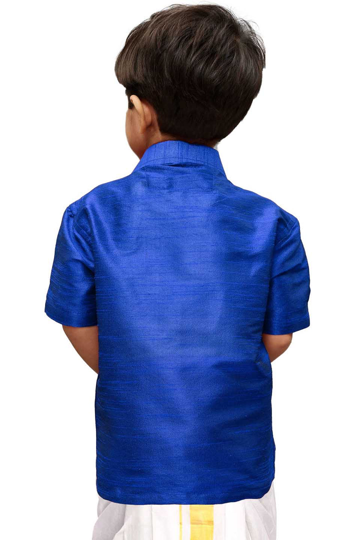 VASTRAMAY Boys  Royal Blue Opaque Ethnic Shirt - qivii