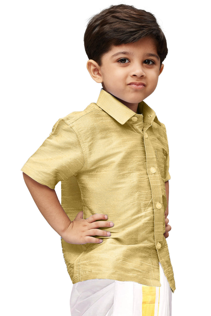 VASTRAMAY Boys  Gold Opaque Ethnic Shirt - qivii