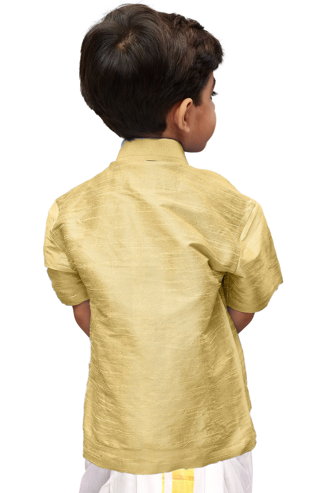 VASTRAMAY Boys  Gold Opaque Ethnic Shirt - qivii