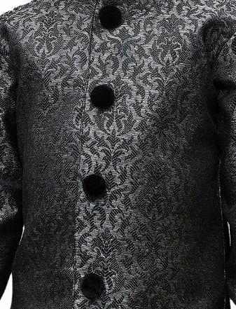 VASTRAMAY Boys' Grey Silk Blend Sherwani - qivii