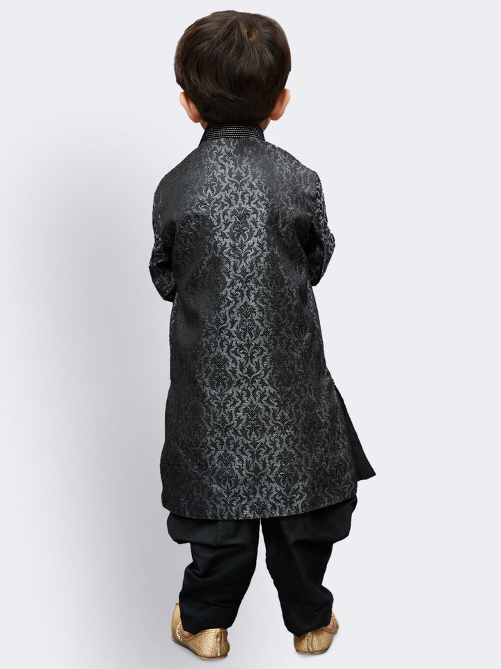 VASTRAMAY Boys' Grey Silk Blend Sherwani - qivii