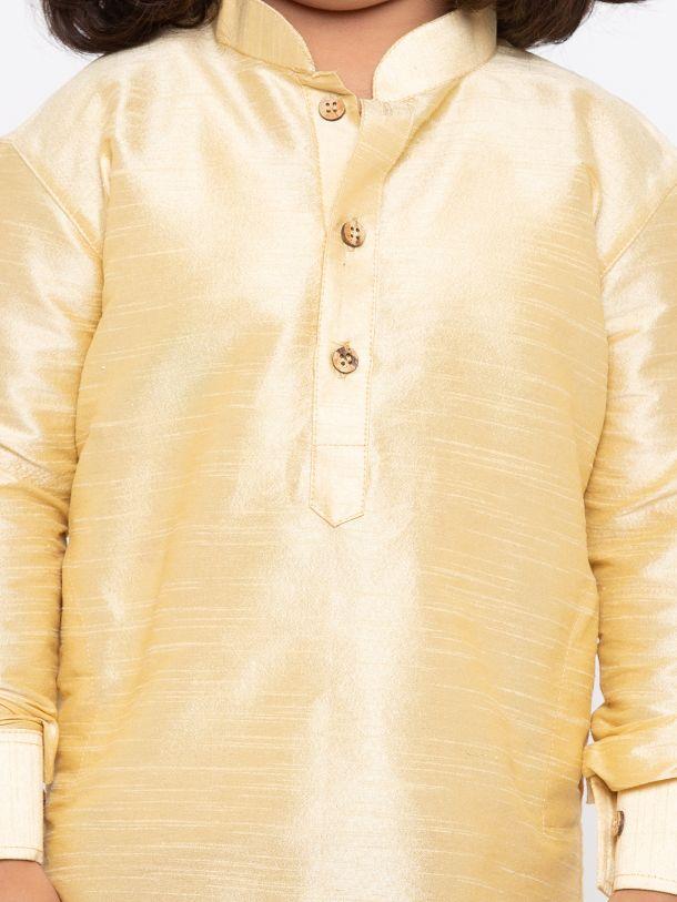VASTRAMAY Boys' Gold Cotton Silk Kurta and Dhoti Pant Set - qivii
