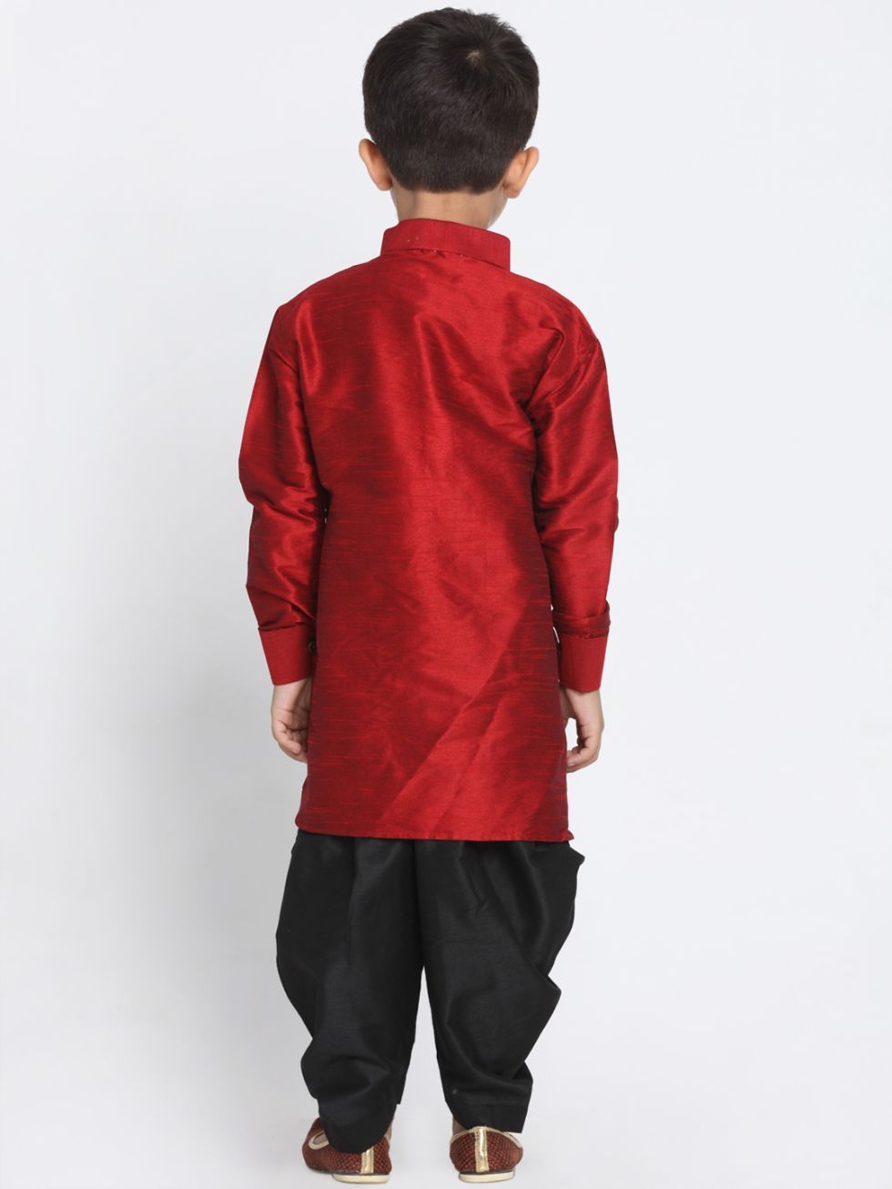 VASTRAMAY Boys' Maroon Cotton Silk Kurta and Dhoti Pant Set - qivii