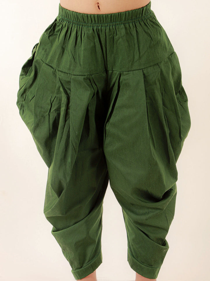 VASTRAMAY Boys' White Cotton Silk Kurta and Green Dhoti Pant Set - qivii