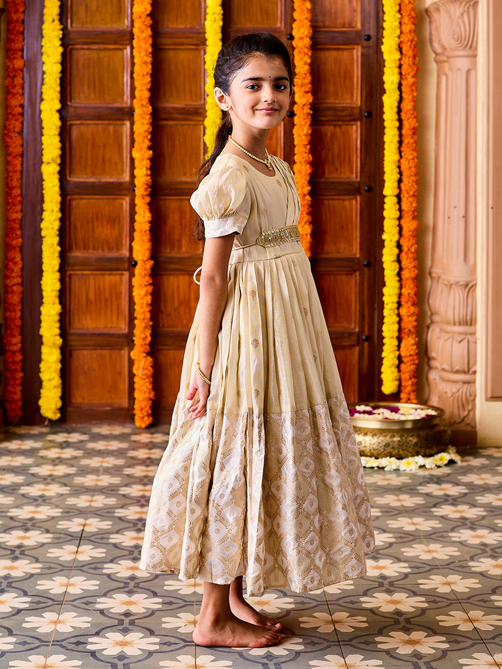 VASTRAMAY Girls' Gold Lehenga Set - qivii