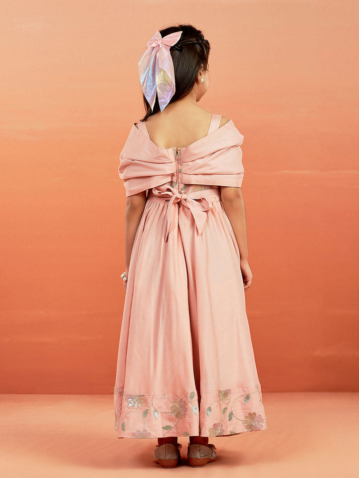 VASTRAMAY Girls' Peach Gown - qivii