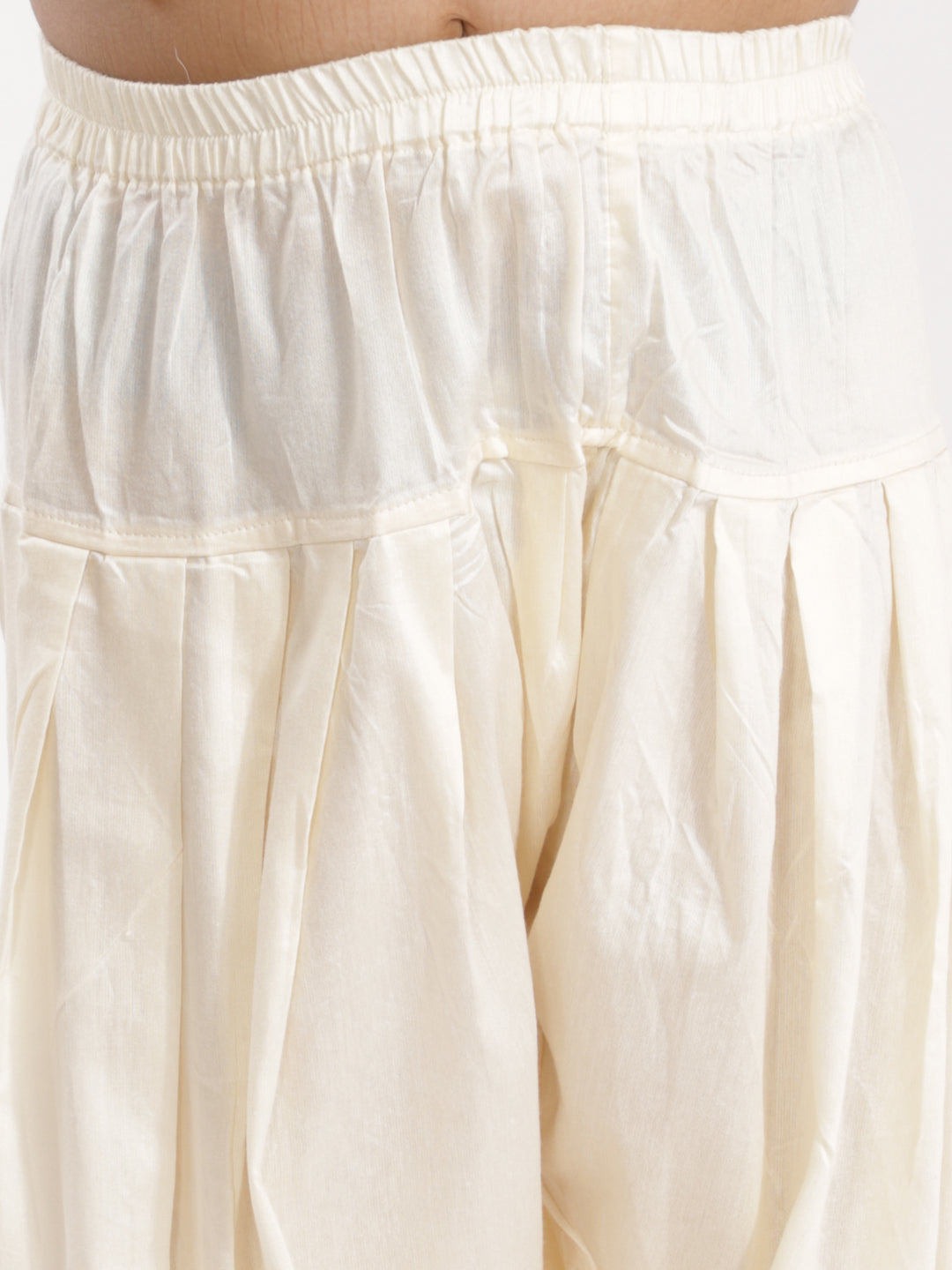 VASTRAMAY Girls' Mustard And Cream Linen Kurta And Patiala Set - qivii