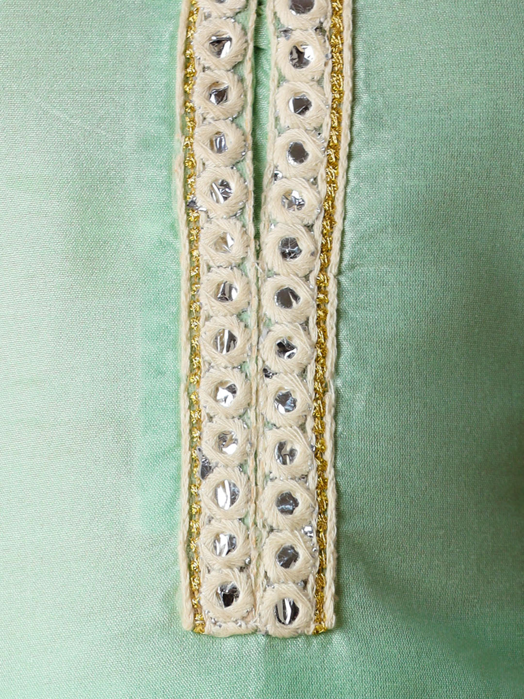 VASTRAMAY Girls' Mint Green Viscose Kurta Pant Set - qivii