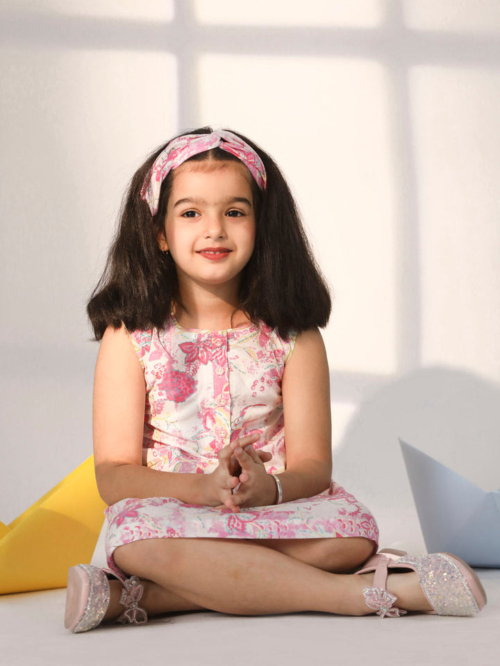 VASTRAMAY Girls' Pink Cotton Summer Dress - qivii