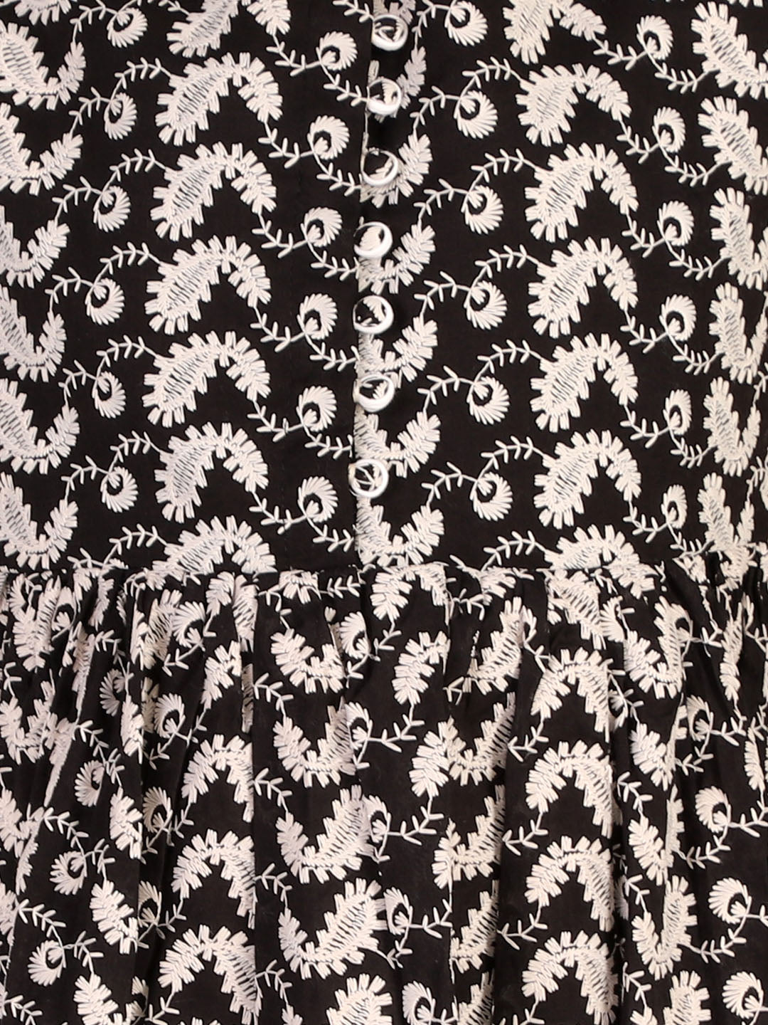 VASTRAMAY Girl's Black Pure Cotton Chikankari Kurta - qivii