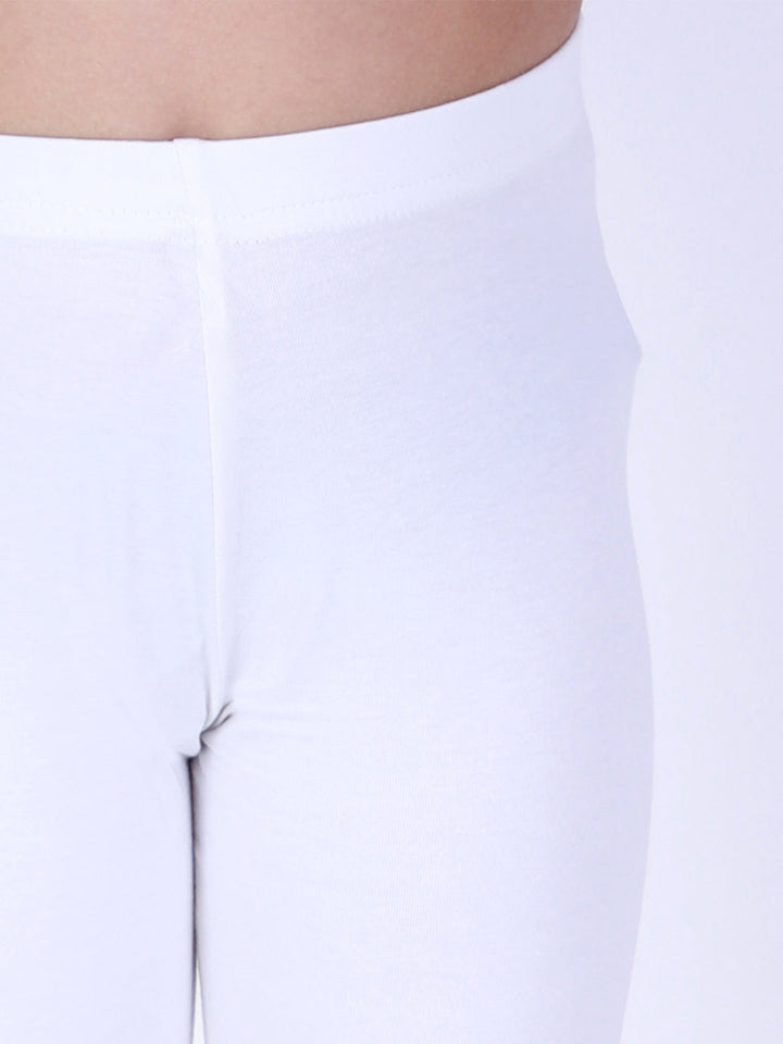 VASTRAMAY Girl's White Pure Cotton Chikankari Kurta With Leggings - qivii