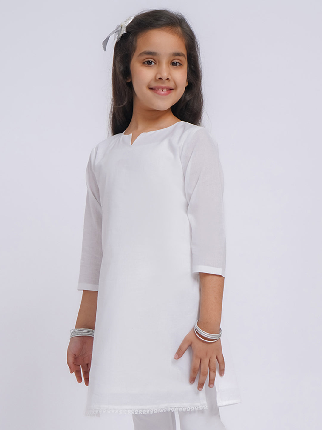VASTRAMAY Girls' White Only Kurta - qivii